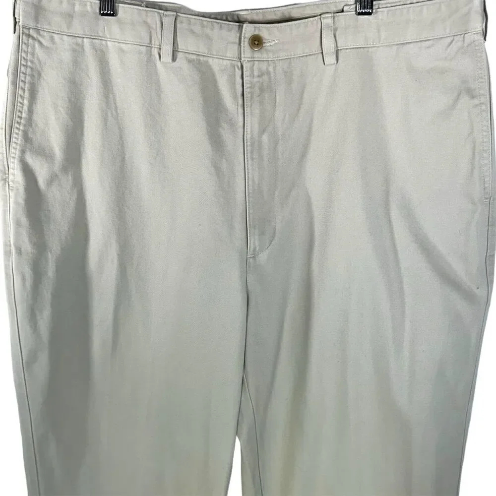 Cabela's Men's Khaki Chino Pants Size‎ 40W x 30L Flat Front Beige Cotton